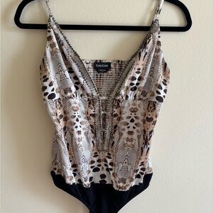 Bebe Kids Snakeskin Bodysuit - Black and Tan